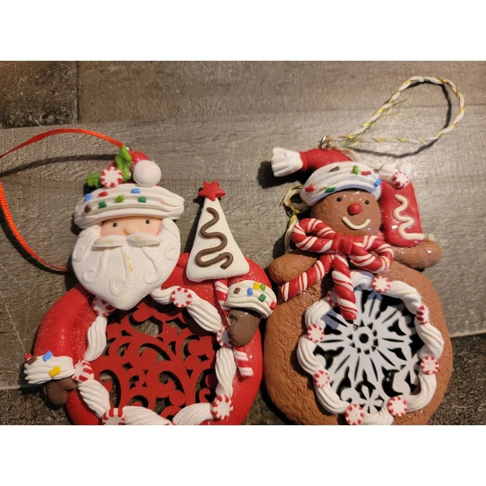 Santa Gingerbread candy‎ sprinkle snowflake set ornament xmas